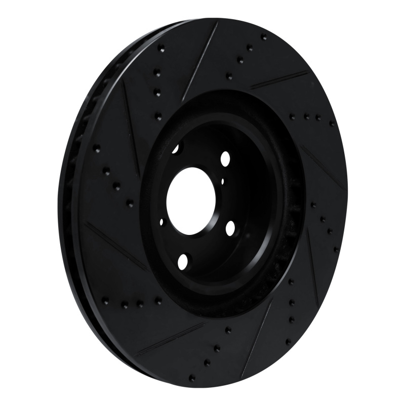 Lexus IS350 Brake Rotor (1) - Left Front - R1 Concepts - Drilled & Slotted - Black - `09-`11